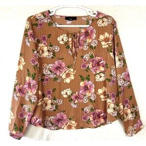 Forever 21 Blouse Womens 3X plus Floral Multicolor Long Sleeve Work Office
